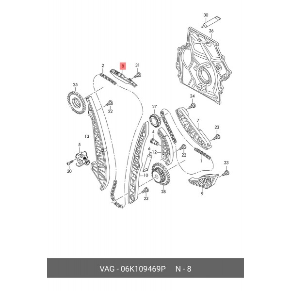 Guia Corrente Audi Q5 2.0 2022 2023 06k109469p Amarelo